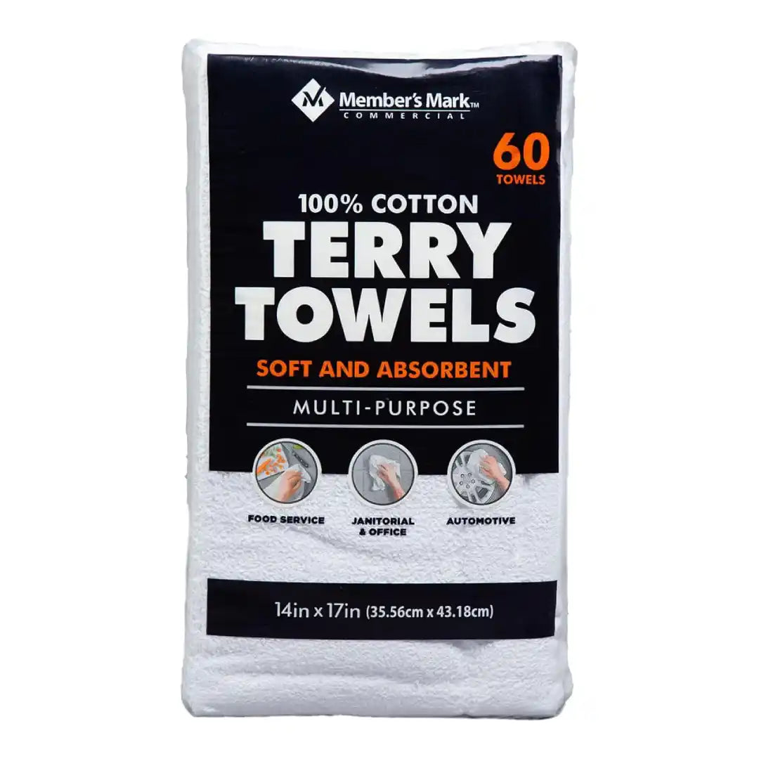 60pk Members Mark 100% Cotton Terry Towels