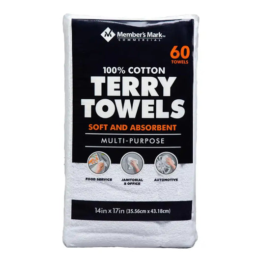 60pk Members Mark 100% Cotton Terry Towels