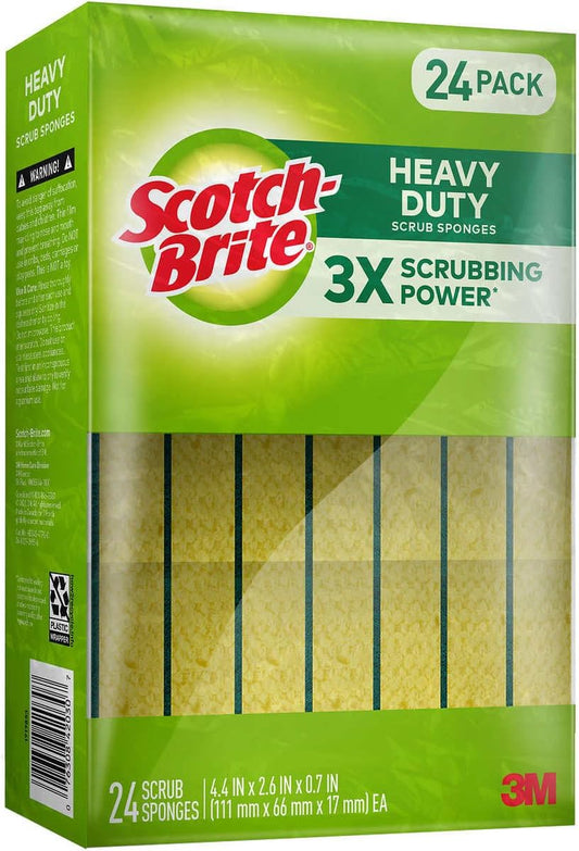 Scotch-Brite Heavy Duty Scrub Sponges, Individually Wrapped (24 Count)