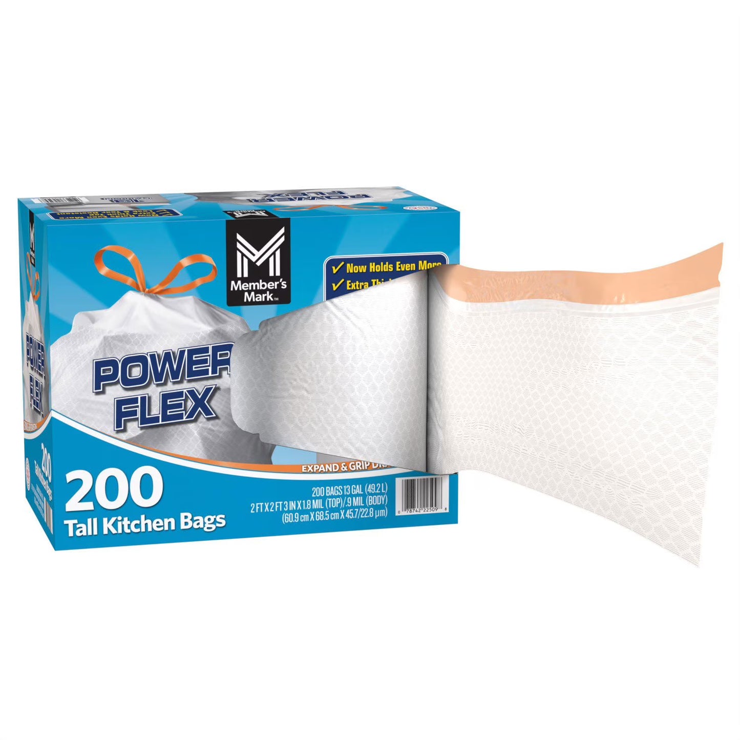 Member's Mark Power Flex 13-Gallon Tall Kitchen Trash Bags, 200 ct.