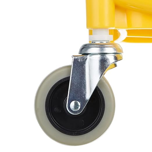 Basics Commercial Side Press Wringer Floor Cleaning Mop Bucket on Wheels, 35-Quart, Yellow