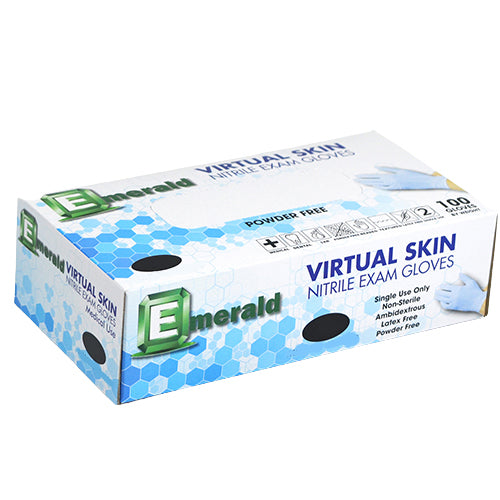 Emerald Virtual Skin  Powder-Free Latex Free Nitrile Exam Gloves X-Small