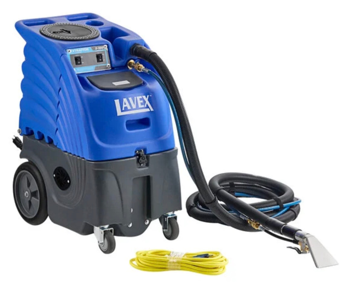 Lavex Single 3-Stage Cold Water Carpet Extractor with 15' Hoses and 4" Stainless Steel Upholstery Tool - 6 Gallon, 100 PSI