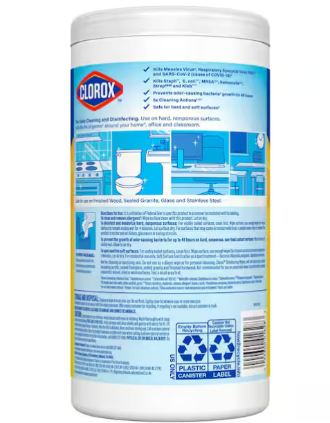 Lemon Bleach Free Disinfecting Cleaning Wipes