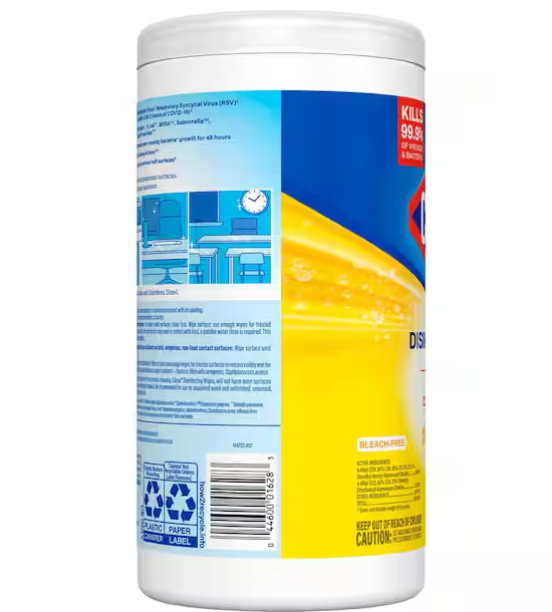 Lemon Bleach Free Disinfecting Cleaning Wipes