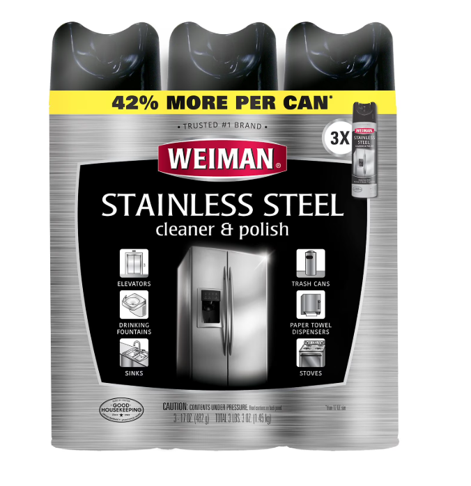 Weiman Stainless Steel Kitchen and Home Appliance Cleaner & Polish, 17 oz., 3 pk.