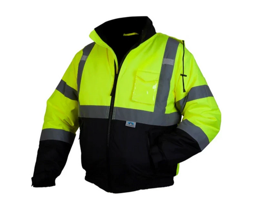 Pyramex® Hi Vis Waterproof Black Bottom Bomber Safety Jacket