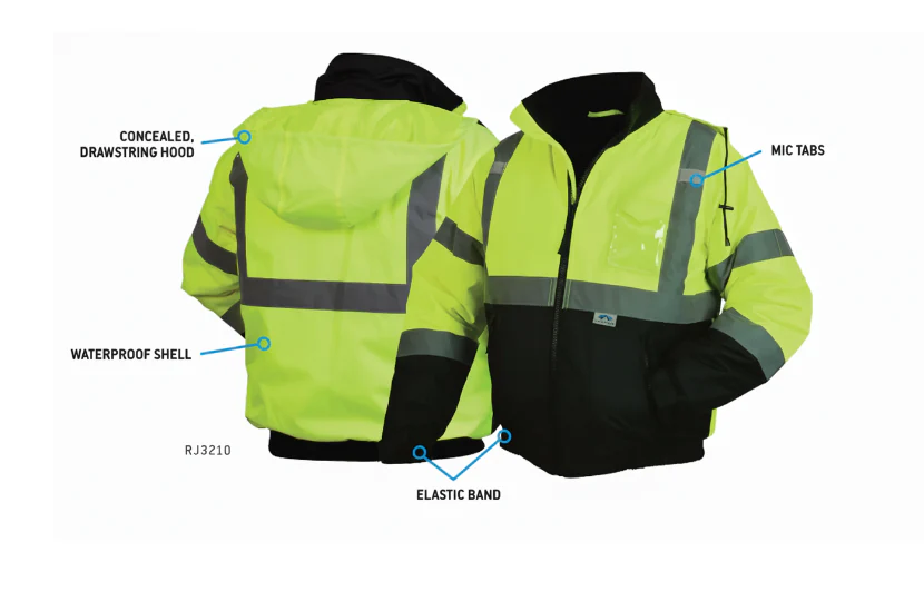 Pyramex® Hi Vis Waterproof Black Bottom Bomber Safety Jacket