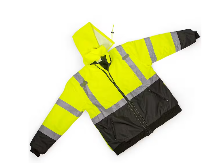 Yellow Mesh High Visibility Reflective Class 3 Safety Vest Bomber Jacket- XL