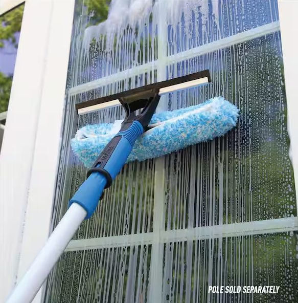 Unger 10 in. 2-in-1 Window Cleaner Squeegee and Scrubber Combo