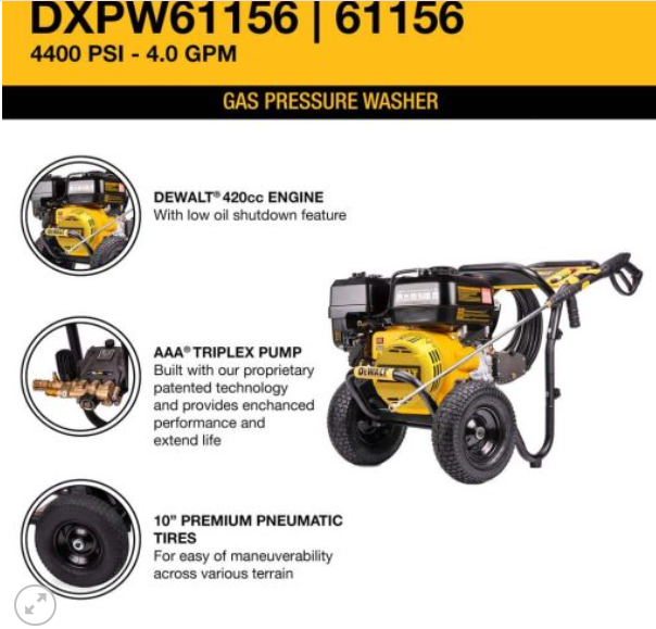DEWALT 4400 PSI 4.0 GPM Gas Cold Water Pressure Washer